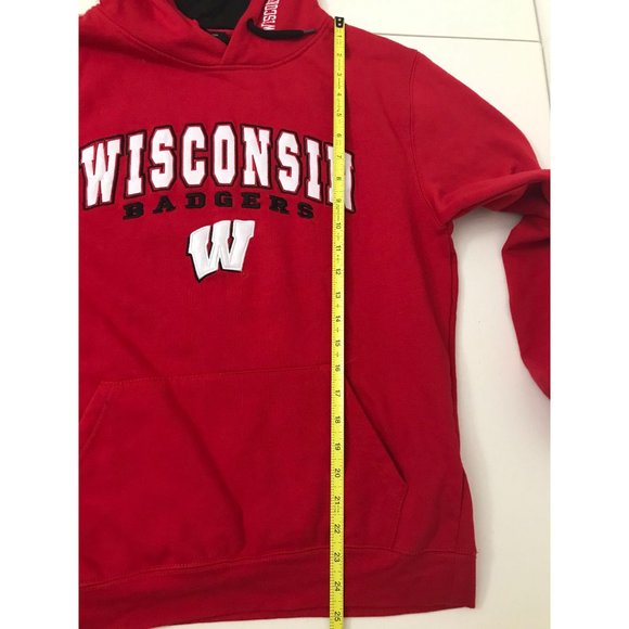 Colosseum Wisconsin Badgers Mens M Red Hoodie Sweatshirt *14 - Picture 3 of 5